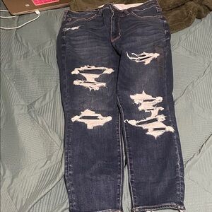 American Eagle Outfitters Dark Blue Distressed Jeans